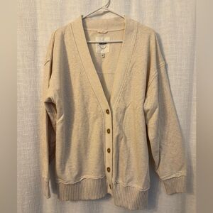 Aerie Beige Button-Up Cardigan